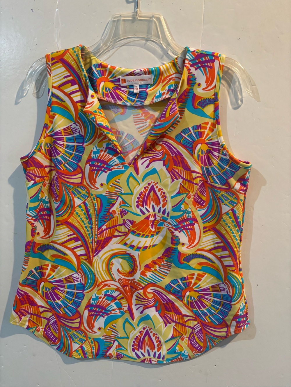 Jude Connally Yellow Multicolor Floral V-Neck Top